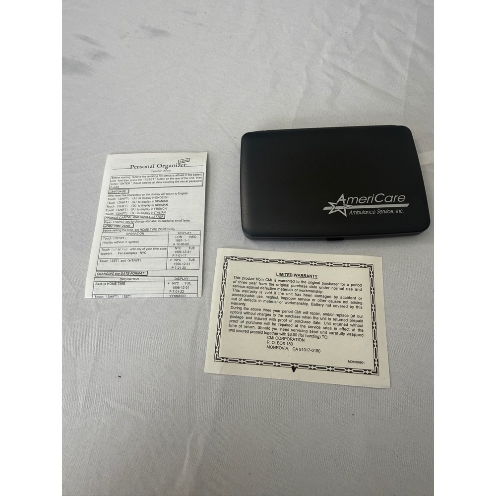 Vintage CMI 34KB Personal Organizer Digital Diary AmeriCare Branding Tested